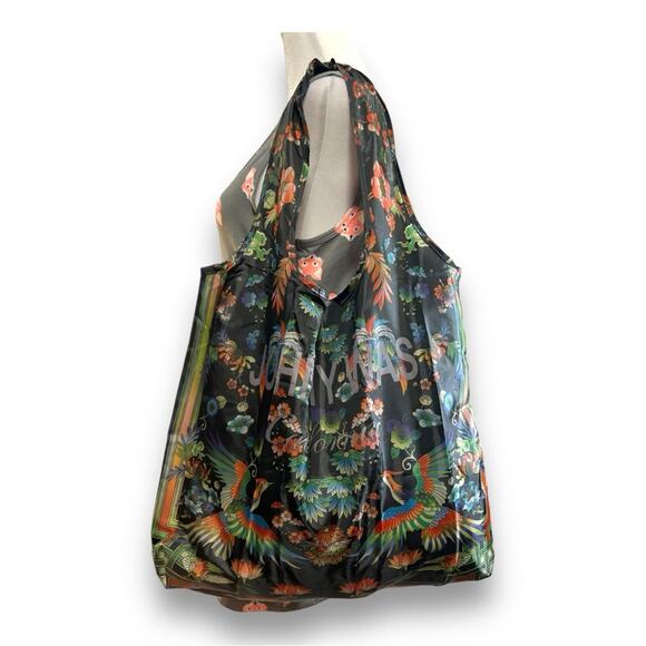 JOHNNY WAS Cruise Travel Beach Pool Floral Print Foldable Nylon Bag 5x5” NWOT - Picture 7 of 16